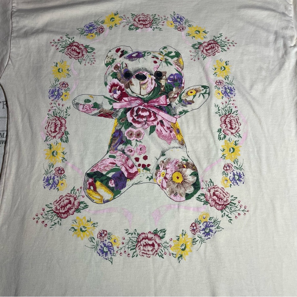 Milaca Tshirt Nightgown bear cream retro vintage‎ made in USA